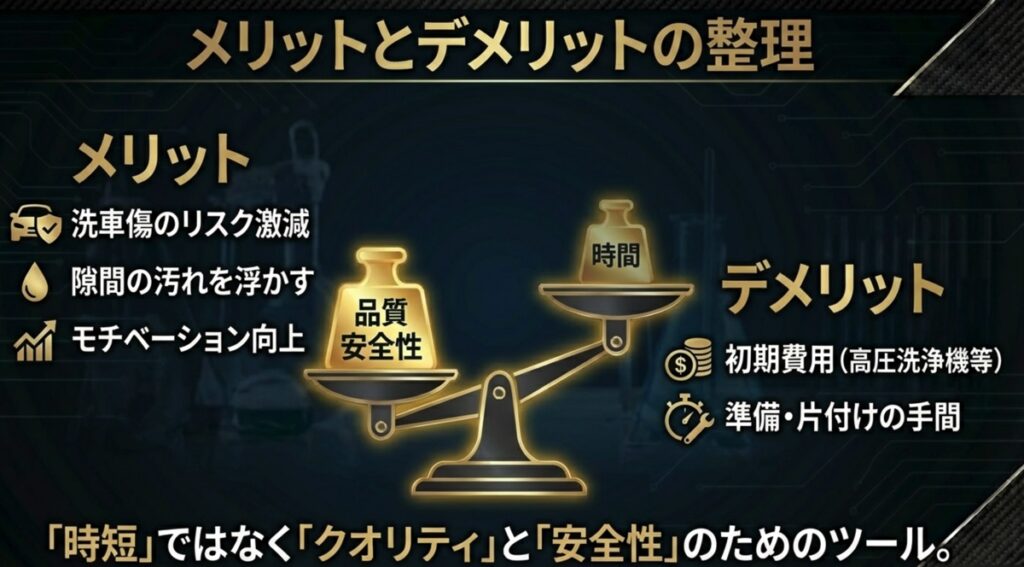 泡洗車のメリットとデメリットまとめ