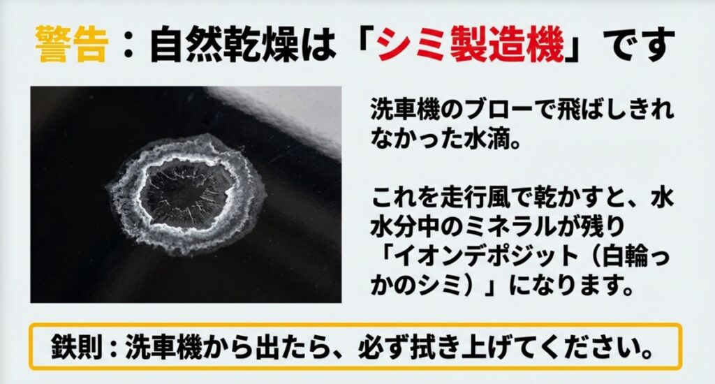 ボディに残った水分が乾燥してできるイオンデポジットのシミ