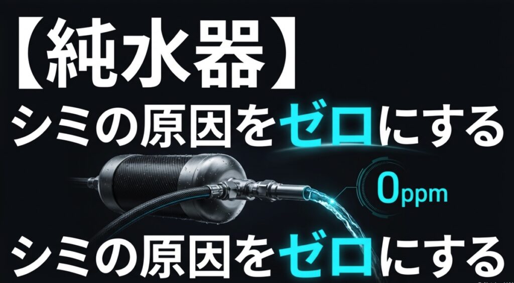 イメージ図:純水器を使用して不純物濃度を0ppmにし、シミの原因を根本からゼロにするメリット