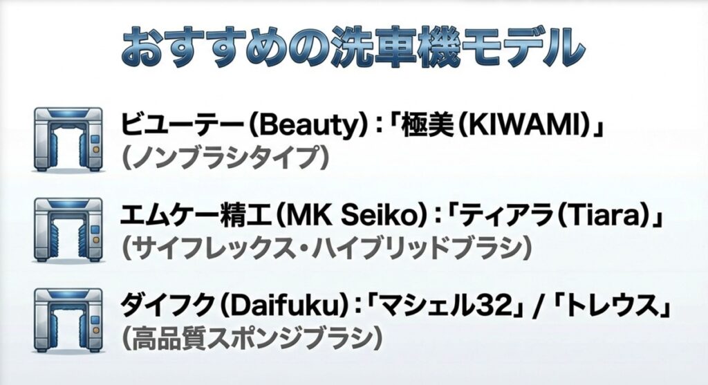傷がつきにくいおすすめ洗車機メーカーと機種一覧