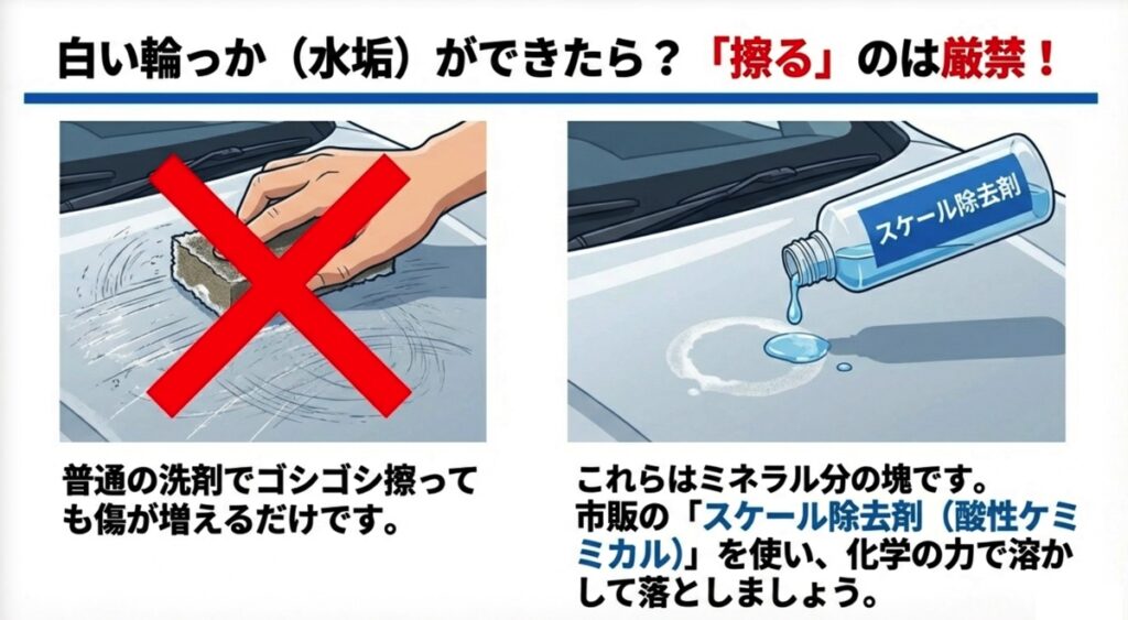 スケール除去剤を使って化学的に水垢を落とす方法