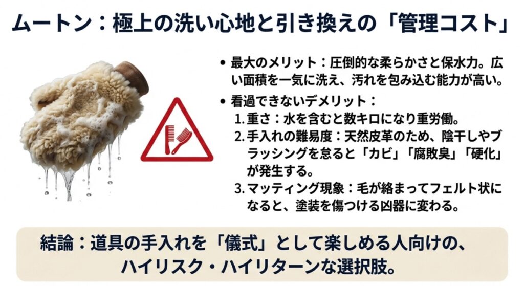 天然ムートン洗車のメリットと管理の手間などのデメリット