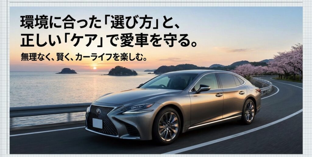 環境に合った選び方と正しいケアで愛車を守り楽しむことを伝えるまとめ画像