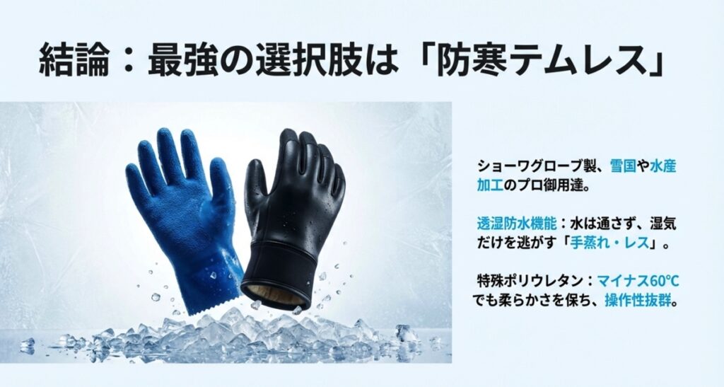 透湿防水機能と柔軟性を兼ね備えた最強の洗車手袋「防寒テムレス」