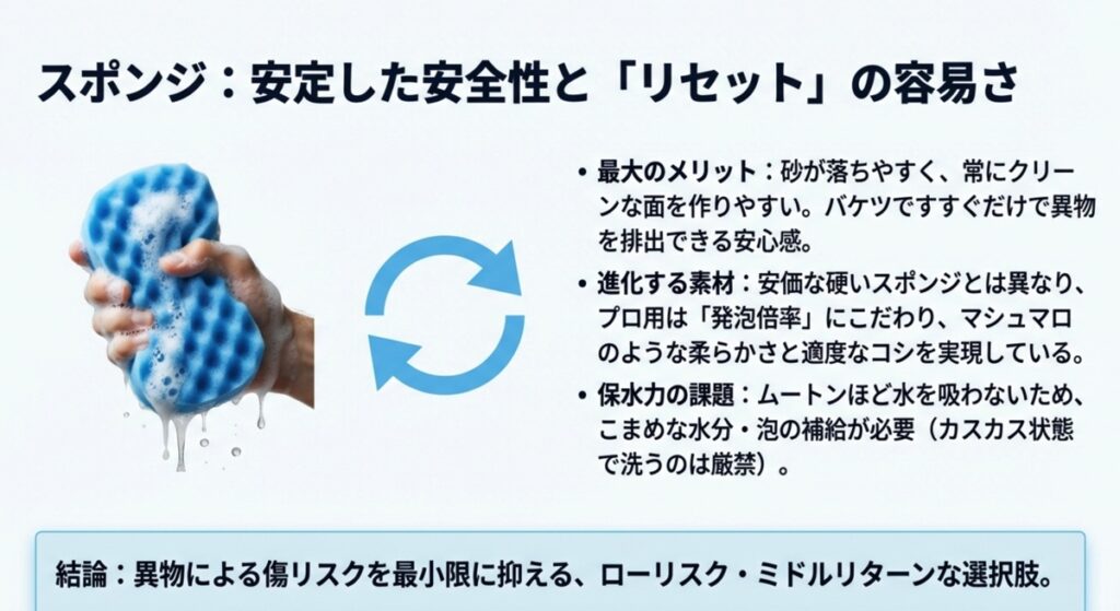 洗車スポンジのメリットである異物排出性とデメリット