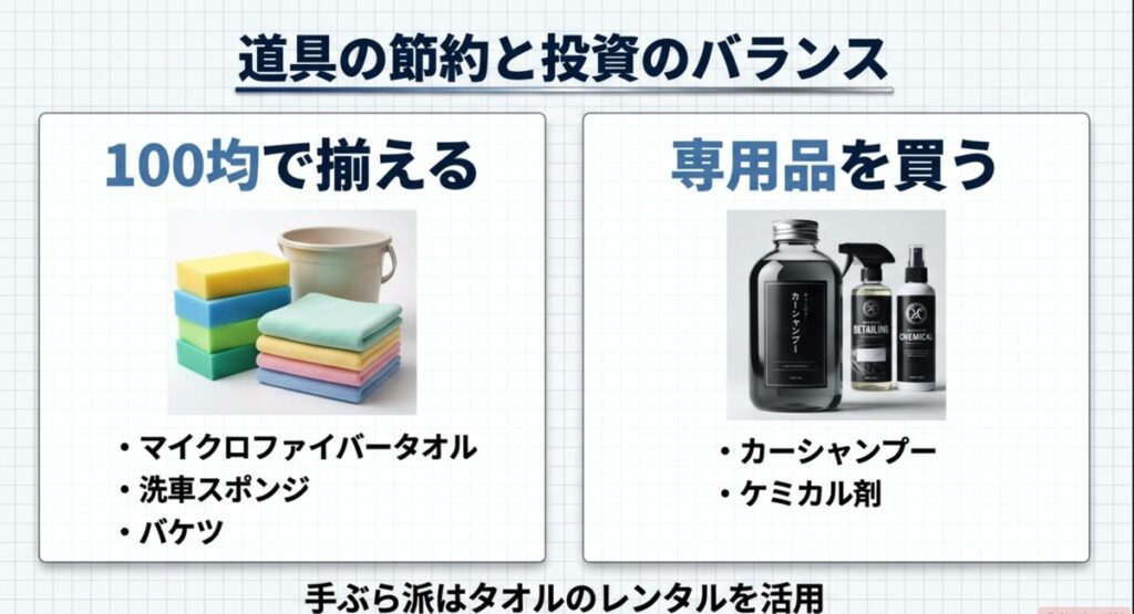 道具の節約と投資のバランス 洗車道具の節約と投資