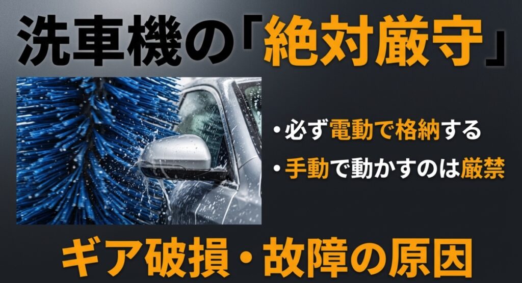 洗車機利用時のサイドミラー格納ルールとギア破損のリスク