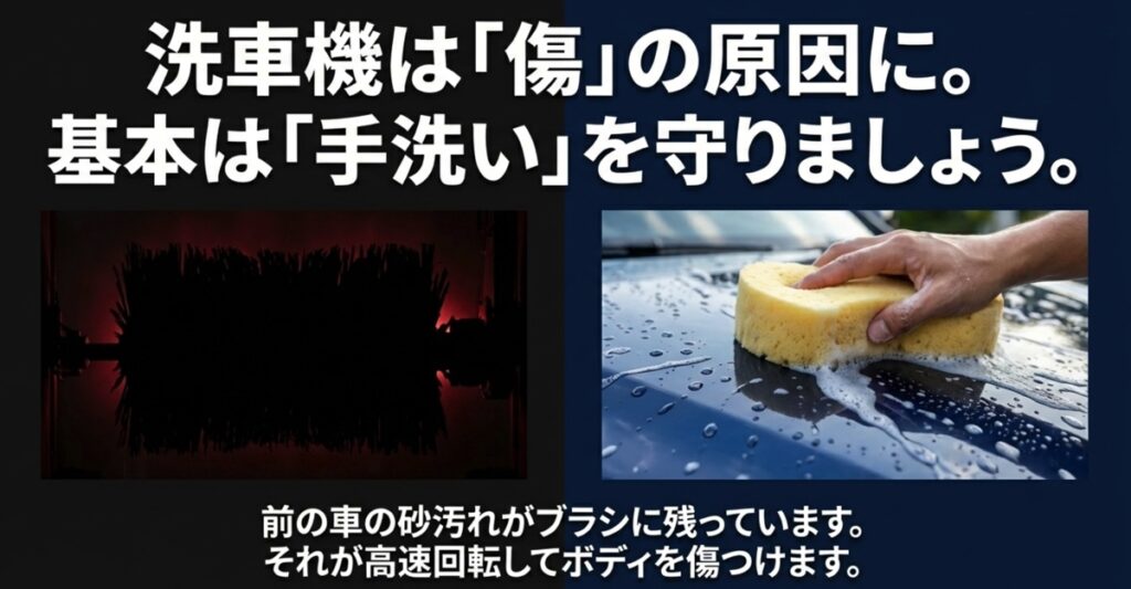 洗車機による傷のリスクと手洗いの推奨