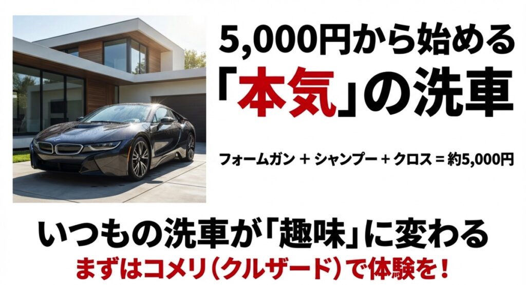 洗車後の輝く車とライフスタイル