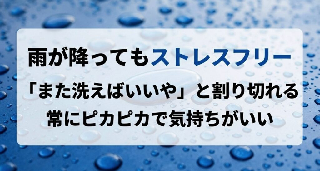 雨が降ってもまた洗えばいいと割り切れるメリットのイメージ
