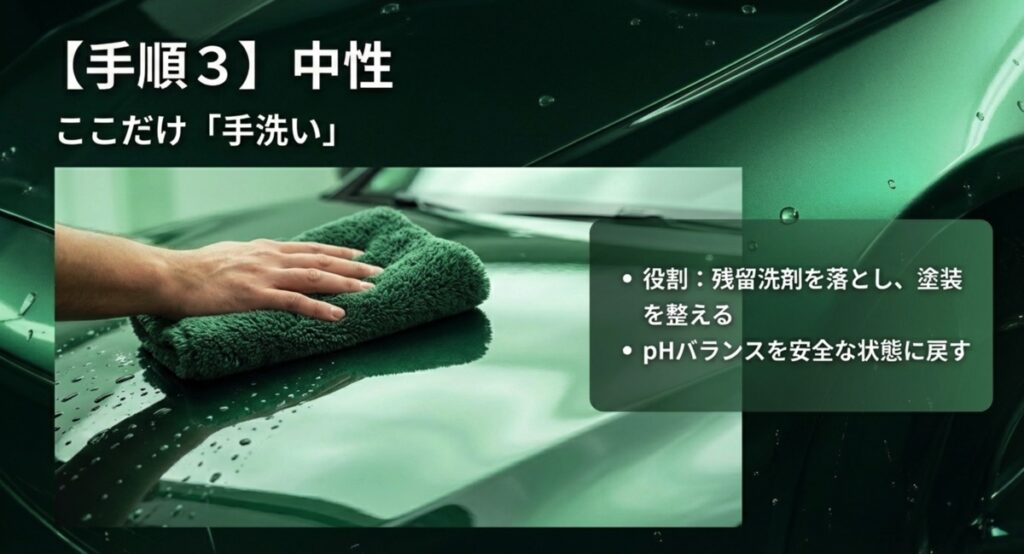 手順3 中性:ここだけ手洗いで整える