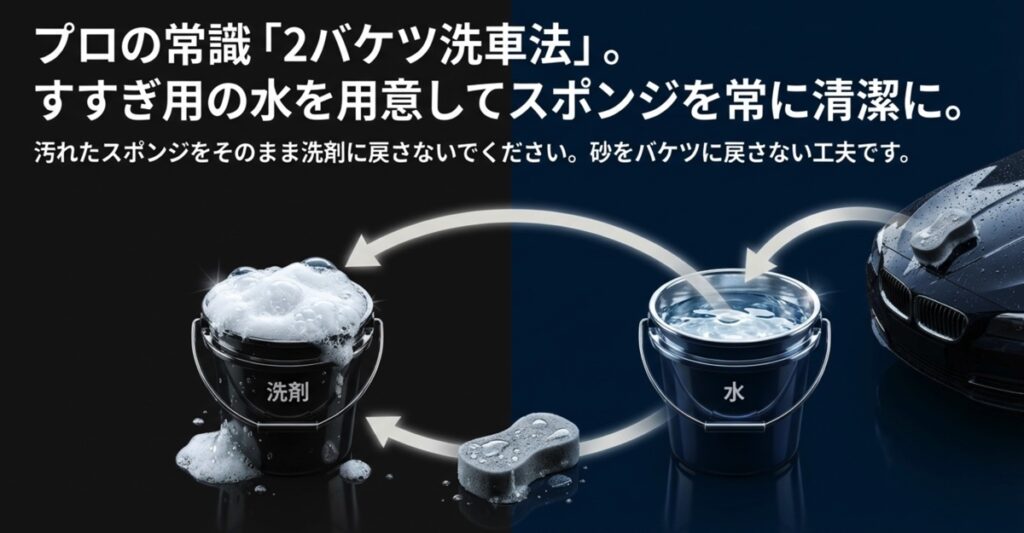 2つのバケツを使用するプロの洗車方法
