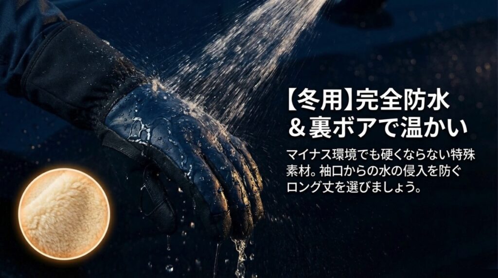 冬用完全防水で裏ボア付きの防寒手袋