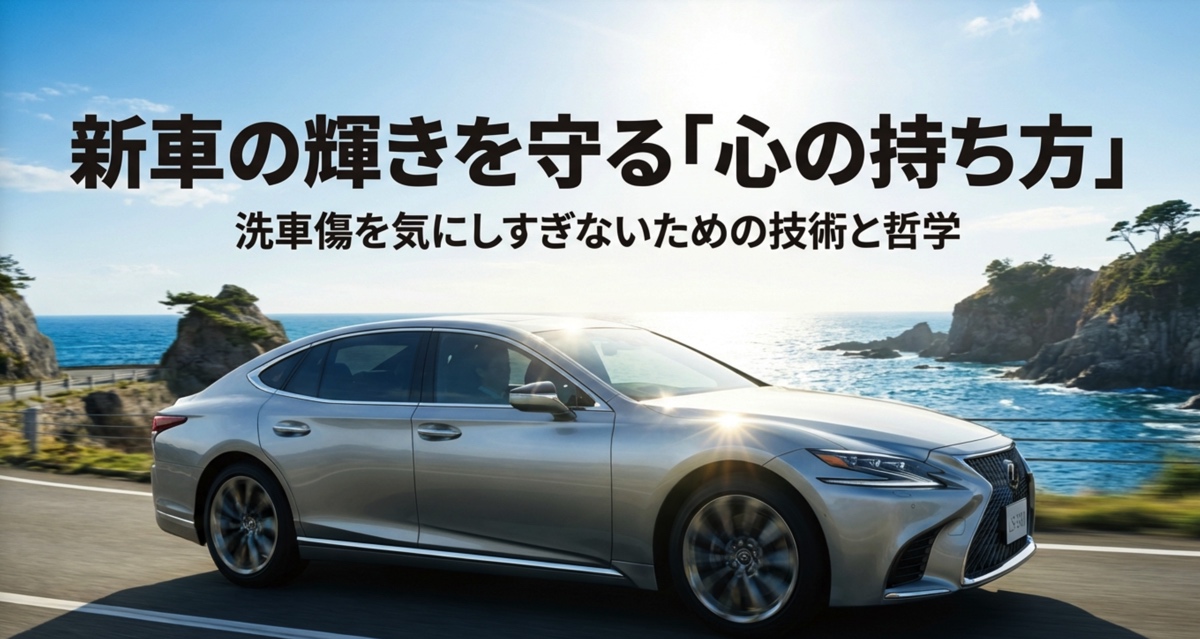 新車の洗車傷を気にしすぎないためのマインドセットと技術を解説するスライドの表紙
