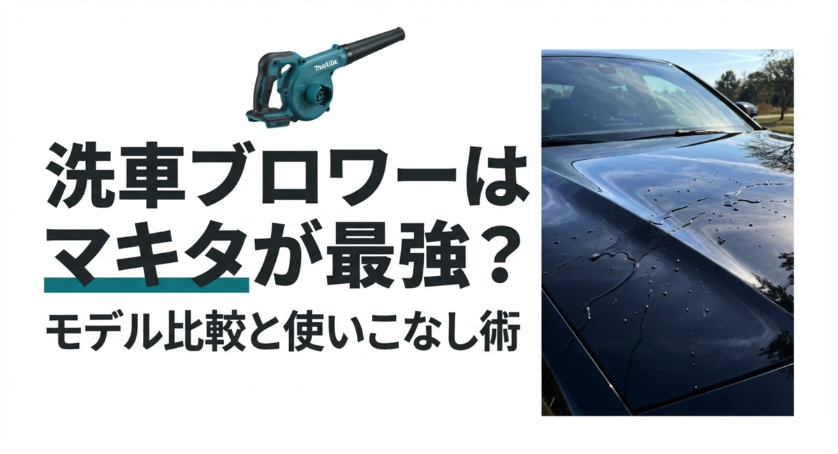 洗車後の濡れたボディとマキタのブロワーに関する紹介