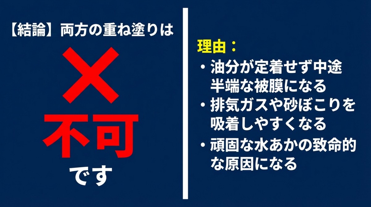 【結論】重ね塗りがダメな理由とは? ガラスコーティングとワックスの重ね塗りが不可な理由