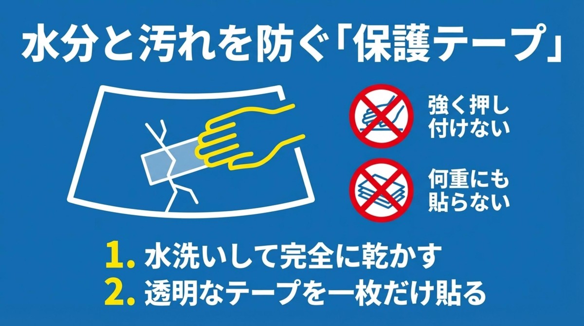 傷に水分や汚れが入るのを防ぐための保護テープの貼り方