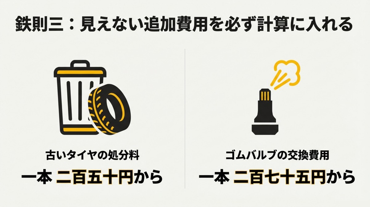 廃タイヤとエアバルブのアイコン