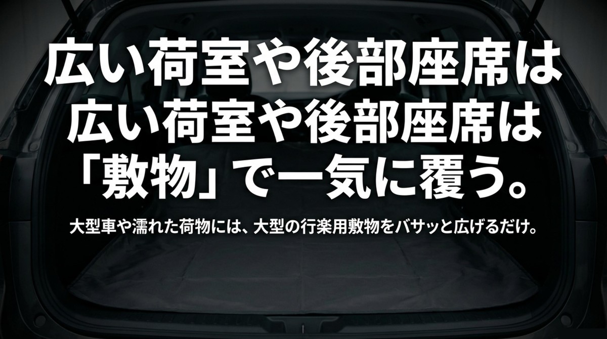 大型の行楽用敷物で荷室や後部座席を一気に覆う活用例