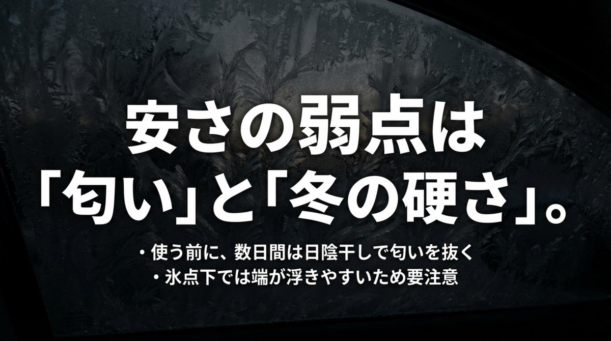 安価なマットの弱点である匂いと冬の硬さ、対策方法の解説