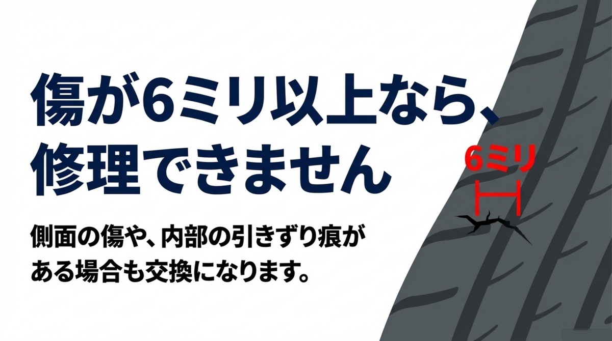傷が6ミリ以上や側面にある場合は修理不可となる条件の解説