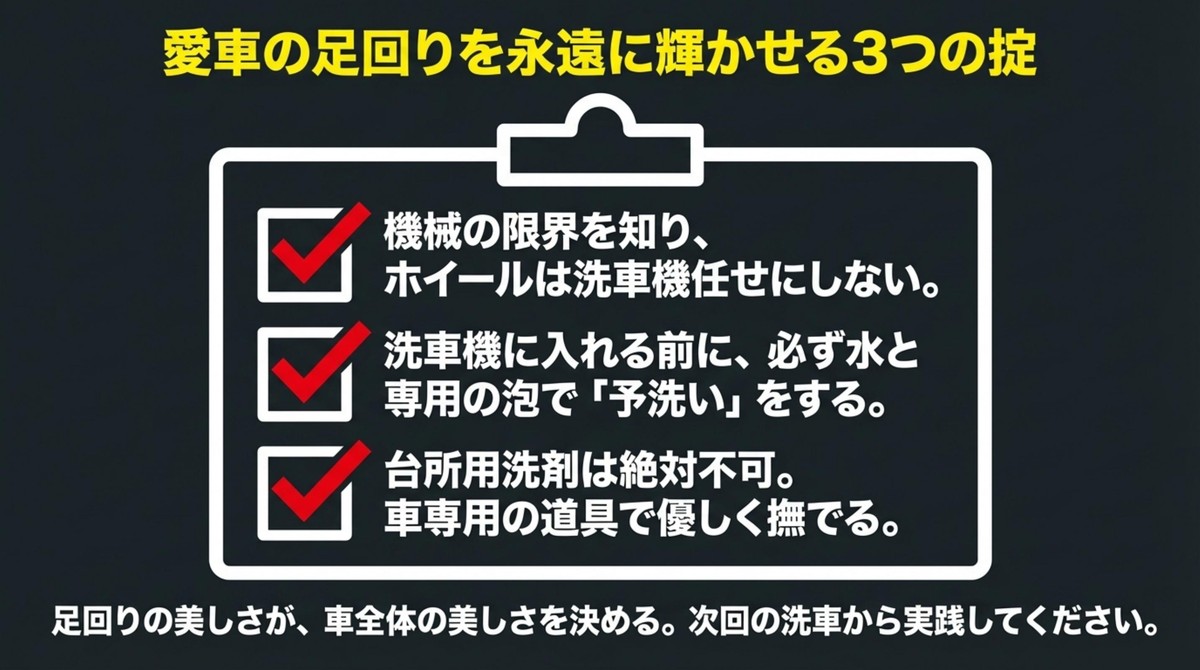 ホイールを永遠に輝かせる3つの掟 愛車のホイールを美しく保つための3つの掟とチェックリスト