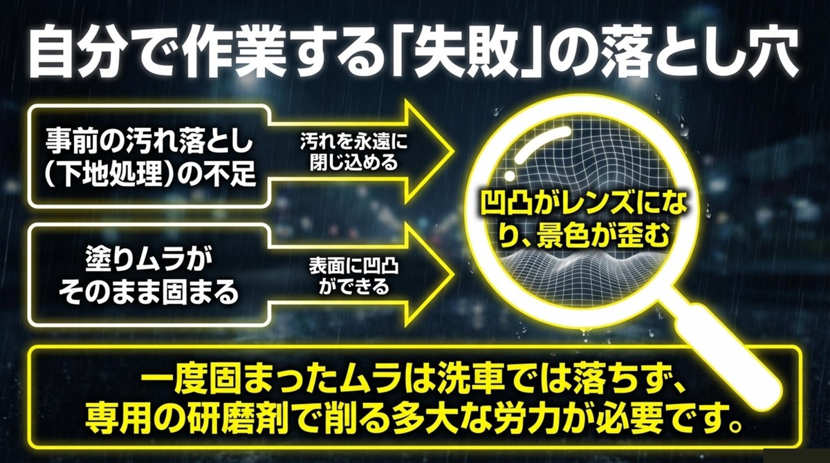 自分で作業する際の下地処理の不足や塗りムラが固まることによる失敗の落とし穴