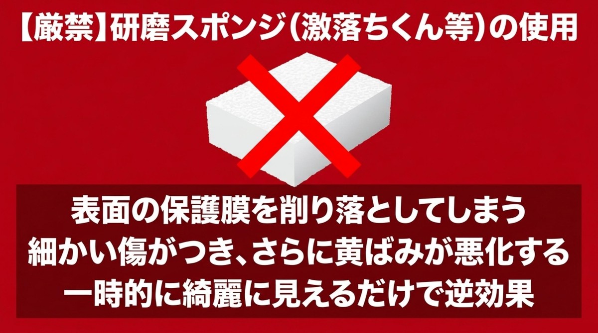 激落ちくんなどの研磨スポンジをヘッドライトに使用することへの警告