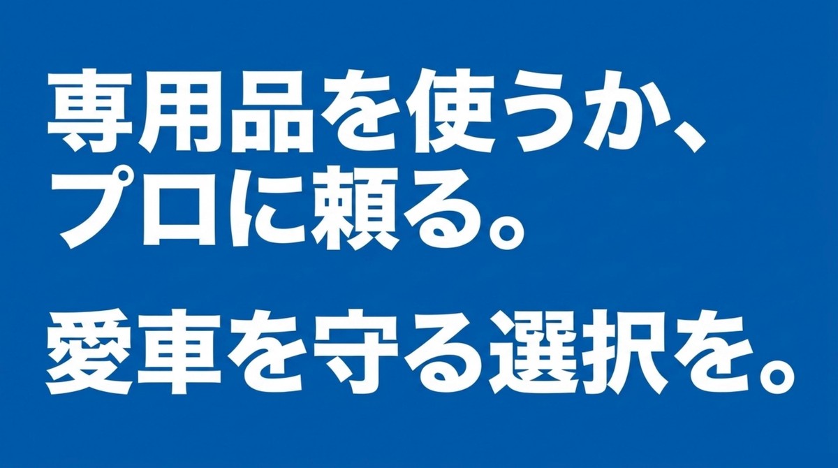 専用品を使うかプロに頼るか、愛車を守る選択