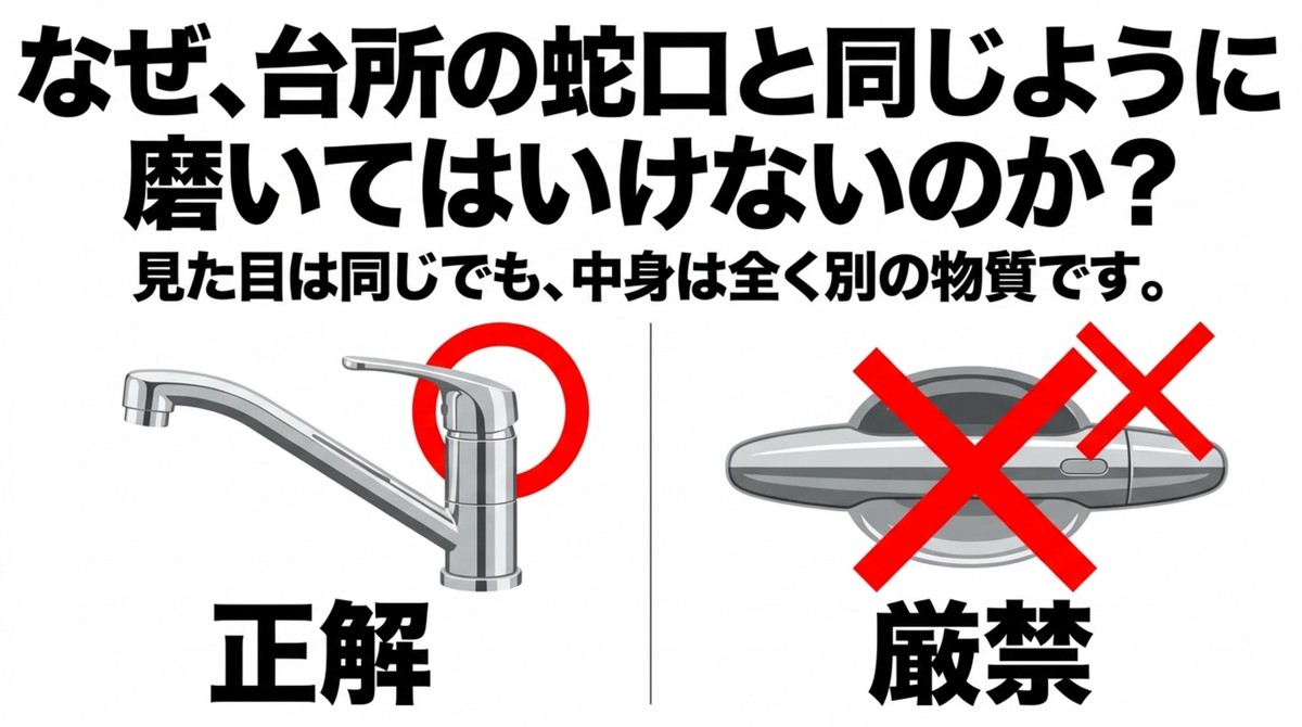 台所の蛇口と同じように車のメッキを磨いてはいけない理由
