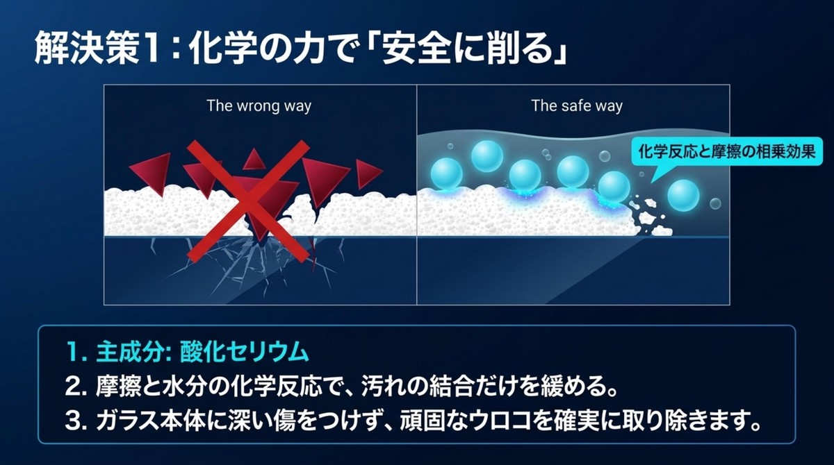 解決策1:化学の力で「安全に削る」 [cite: 20]