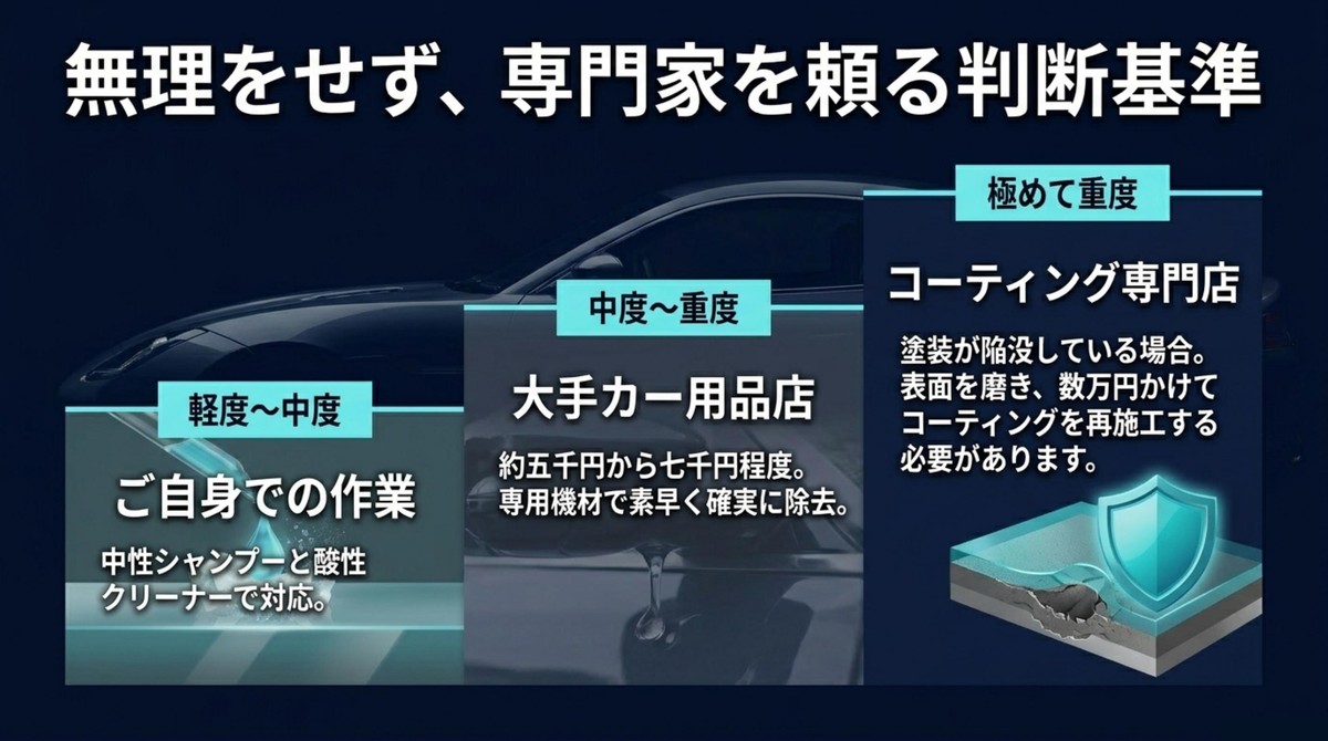 水垢の進行度合いに応じた専門店への依頼基準