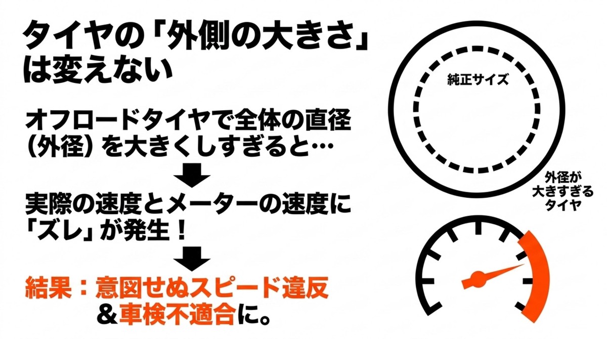 タイヤ外径の変更によるメーター誤差と車検への影響に関する解説