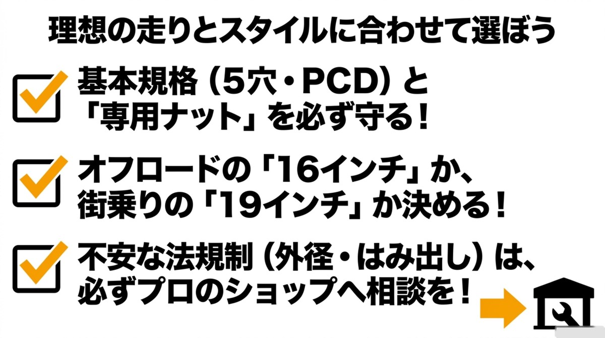デリカD5のホイール選びにおける重要なポイントのまとめ