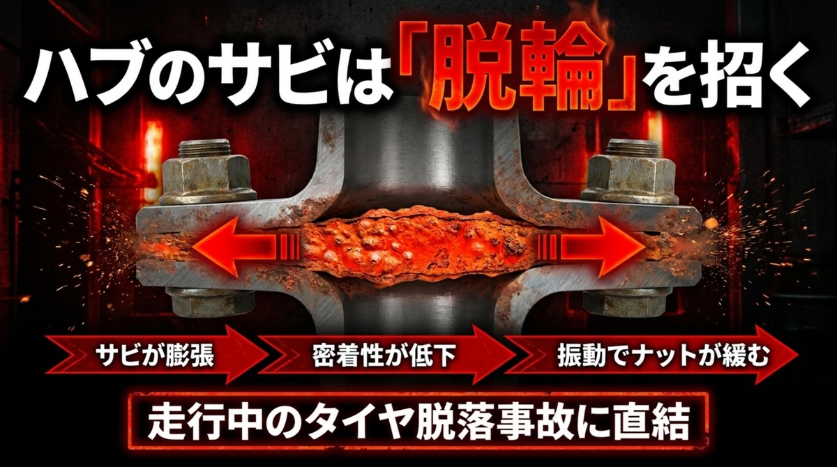 ハブのサビが膨張しナットが緩んで脱輪を招くメカニズム
