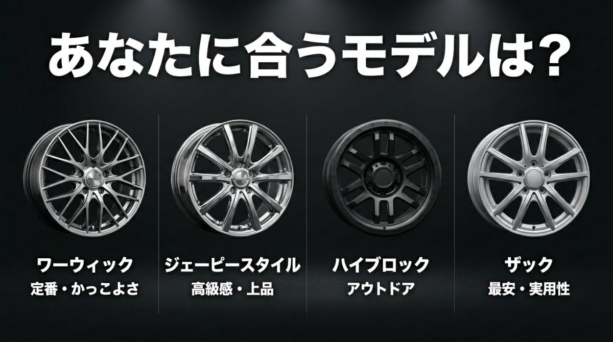 ワーウィック、ジェーピースタイル、ハイブロック、ザックの各モデルを比較し、あなたに合うモデルを提案するまとめスライド
