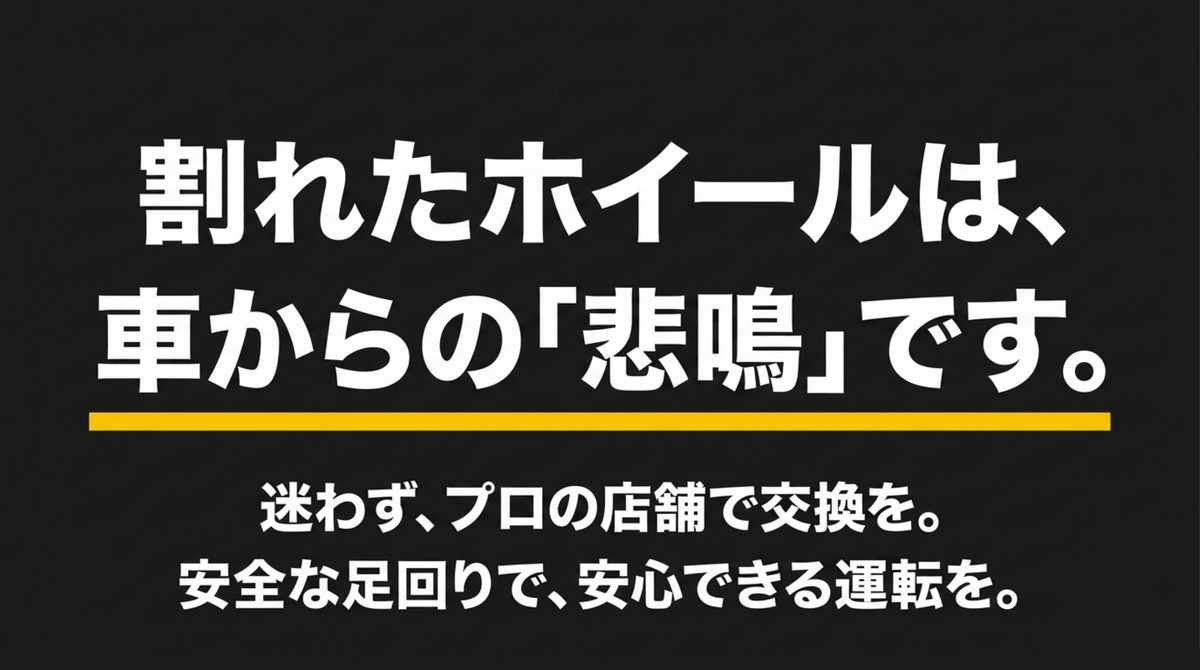 割れたホイールはプロの店舗で交換を推奨