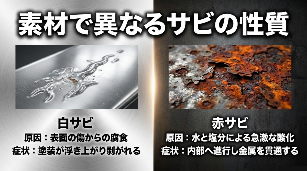 白サビと赤サビの性質や原因・症状の違い