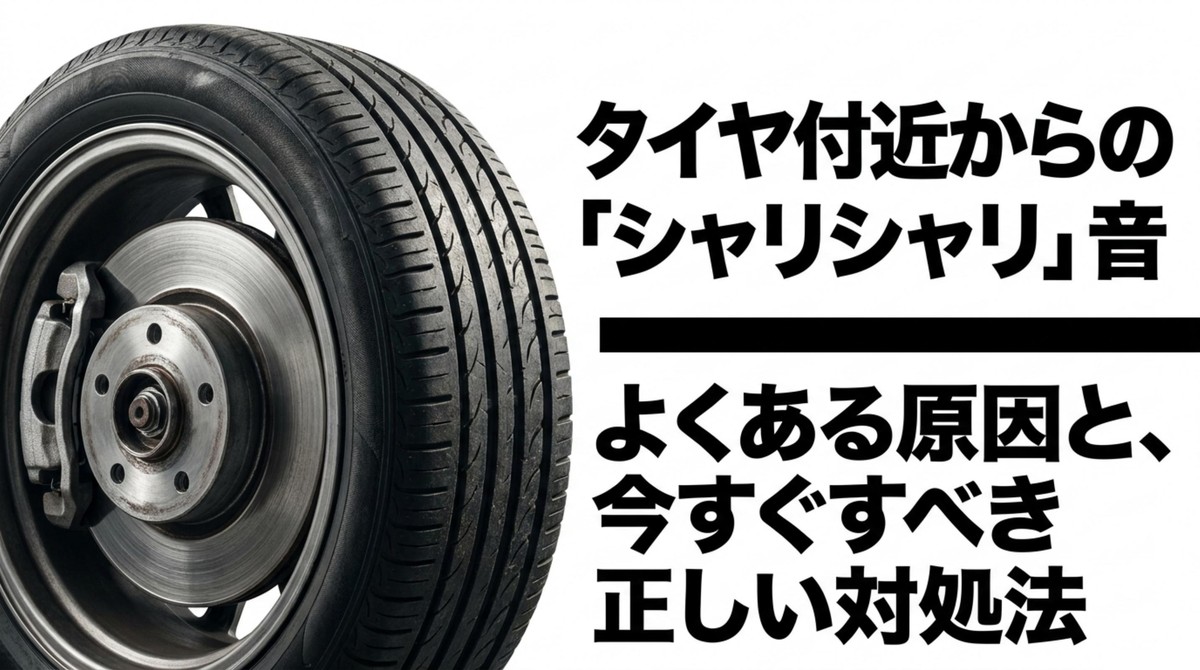 タイヤ付近から発生するシャリシャリ音の原因と正しい対処法を示すスライド