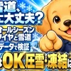 オールシーズンタイヤで雪道を走る車と、浅雪は走行可・圧雪と凍結路は危険という判定