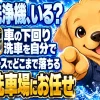 自宅のホースで車の下回りを自分で洗う手順と、届かない奥はコイン洗車場に任せる使い分けを示した図解