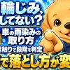 車のボディに残った白い雨染みを段階ごとに落とす方法を示すイメージ